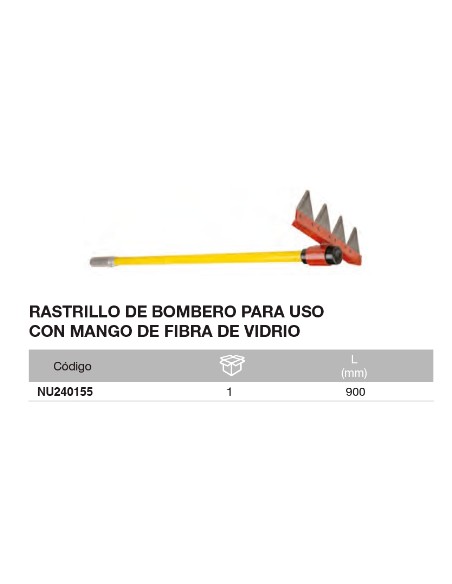 Rastrillo de bombero con mango NUPOLE 900mm
