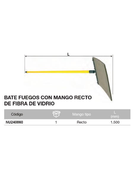 Batefuegos con mango recto NUPLA 1.500mm