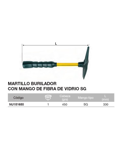 Martillo burilador con mango NUPLA SG 450grs