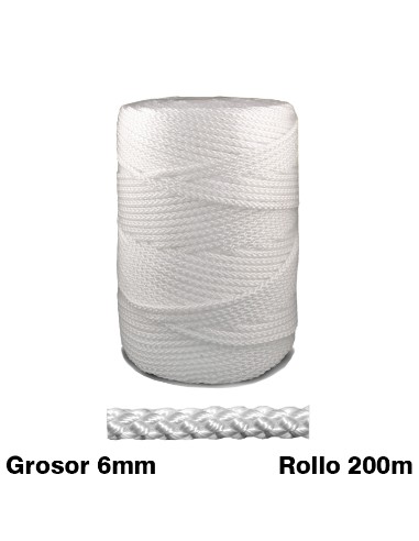 CUERDA CORDEL GRANITO NYLON TRENZADO 6MM  **BLANCA**  200METRO ALTA CALIDAD   